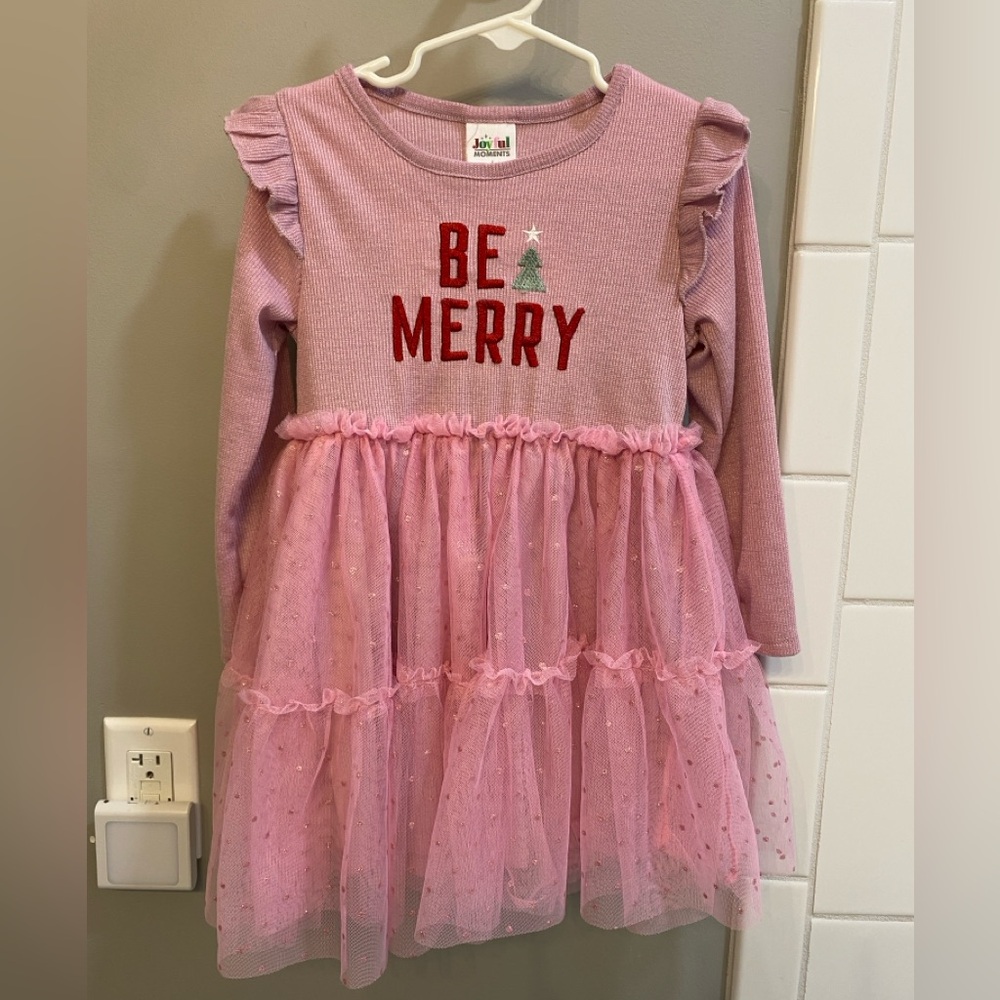 JoyFul Moments Pink 'Be Merry' Holiday Tulle Dress / Size 4 / VGUC